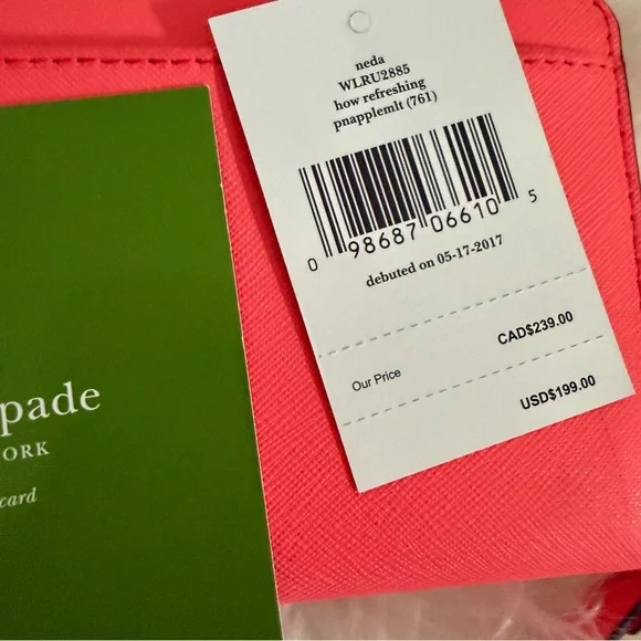 Kate Spade Coral Wallet with Pineapples RARE - Picture 5 of 8